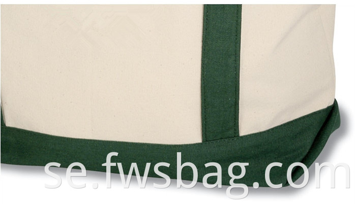 12 oz Canvas Hållbar Eco Two-Tone Accent Gusseted Printed Boat Tygväska med armerade handtag